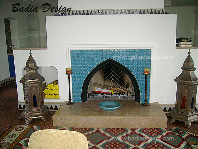 We can help you to create a very unique Moroccan Mosaic Tile Fireplace for your home. Contact us for more information. Please visit us online at: www.badiadesign.com