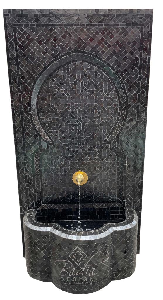Large Moroccan Solid Black Mosaic Water Fountain from Badia Design Inc, Call 818-762-0130 - 5420 Vineland Ave., North Hollywood, CA 91601